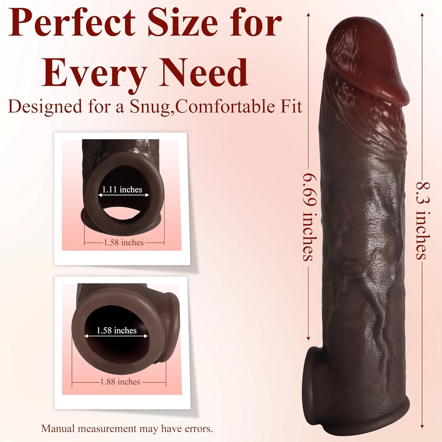 RealSkin Realistic Penis Sleeve 8.3” Silicone Extender Ring