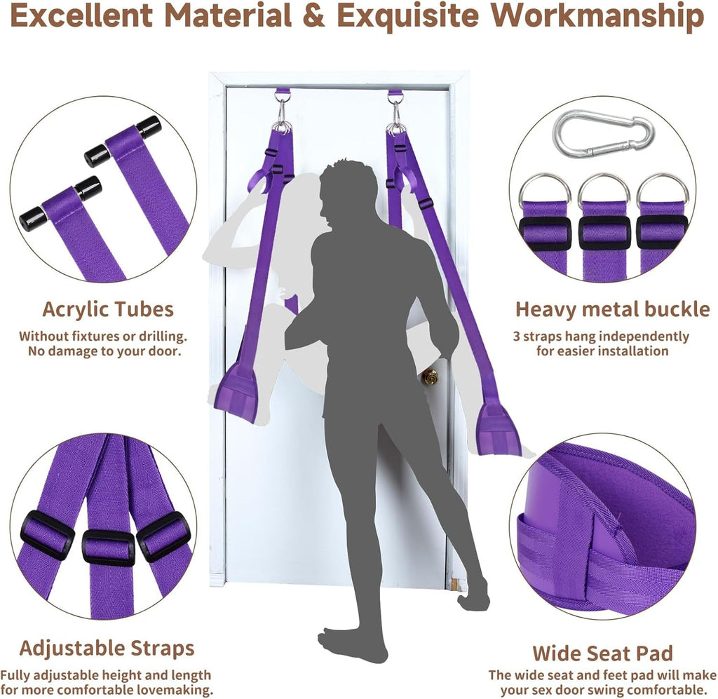 VelouraX Door Sex Swing with Seat & Restraints (Purple)
