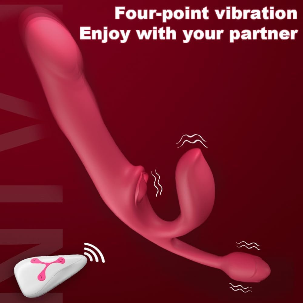 QuadSync Triple Head Strapless Strap On Vibrator