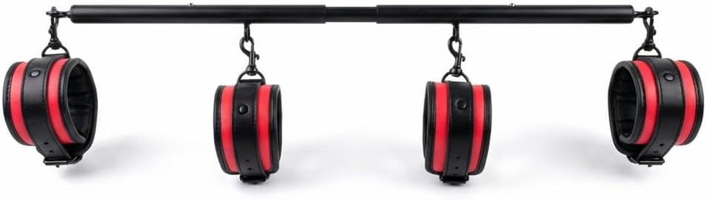 DualTone Red Black Spreader Bar with Furry Straps