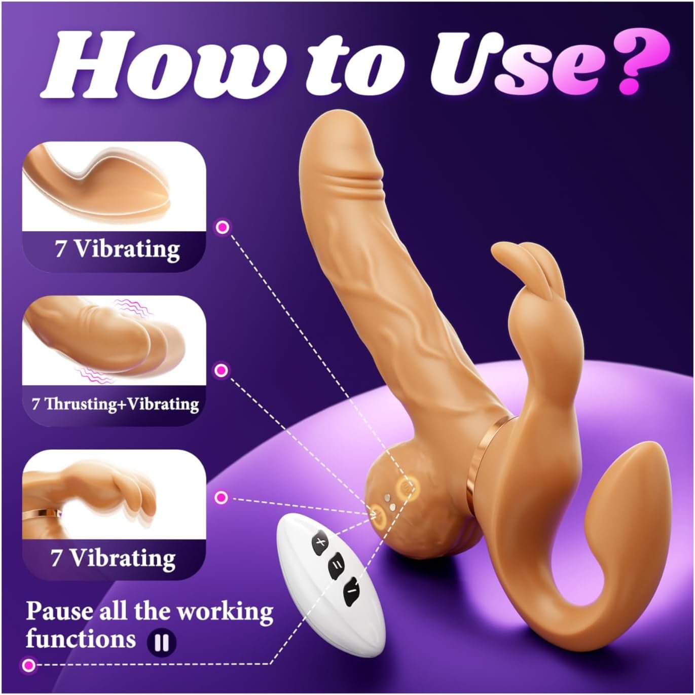 DualGlide Rabbit Strapless Strap On Thrusting Vibrator