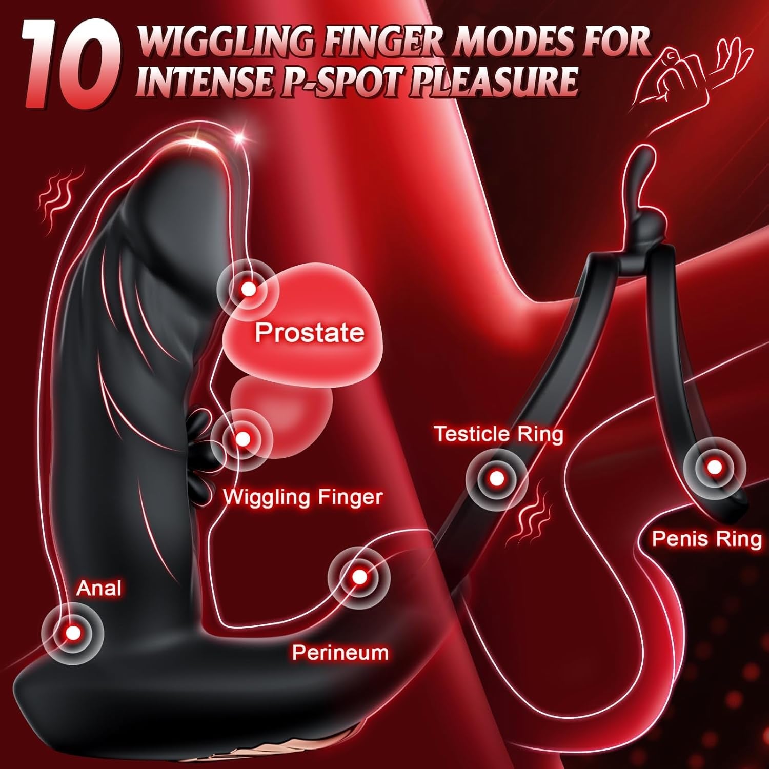 FlapCore Prostate Massager Cock Ring 10 Modes Flapping