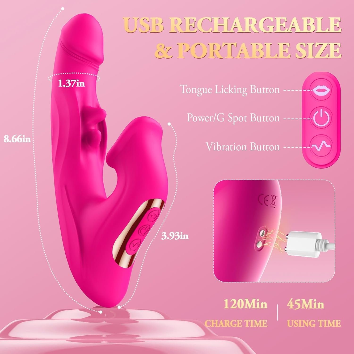 ElyraMax Thrusting Rabbit Licking Vibrator 4-in-1 10 Modes G-Spot
