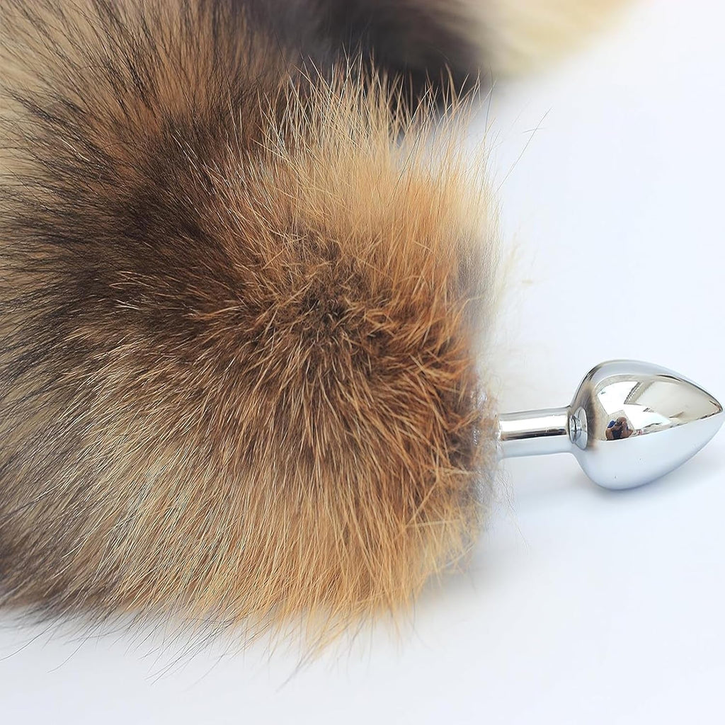 BronzeFur Brown Fox Tail Steel Butt Plug Cosplay