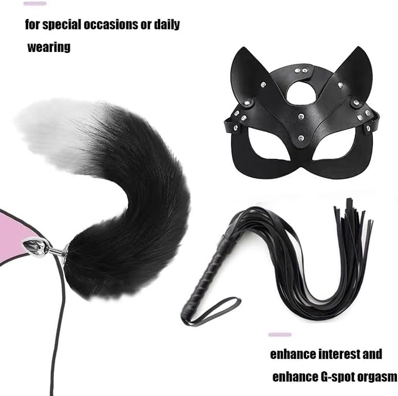 NightFeral Tail Anal Plug Mask Whip BDSM Cosplay Set