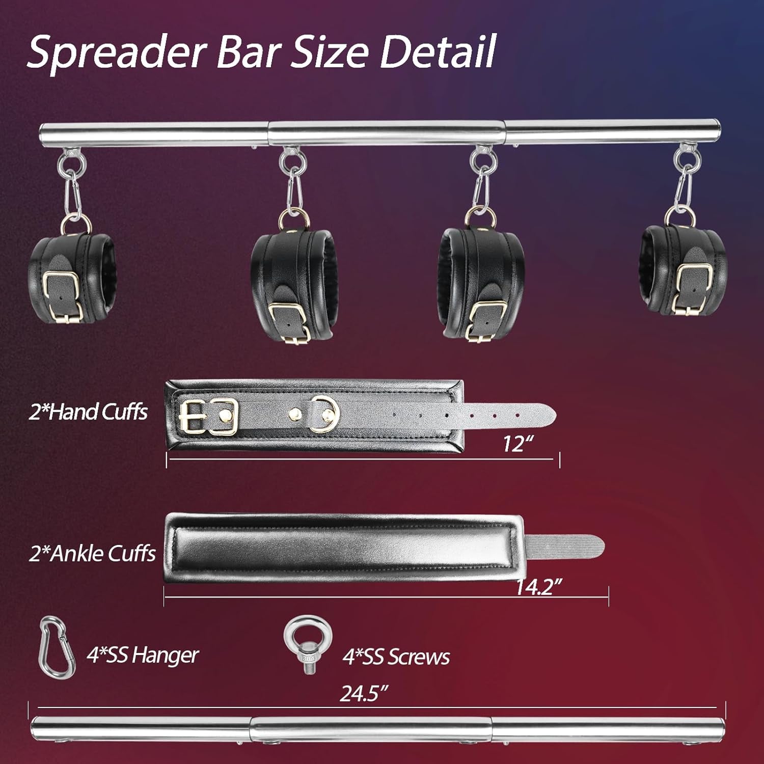SteelEase Stainless Steel Spreader Bar BDSM Kit