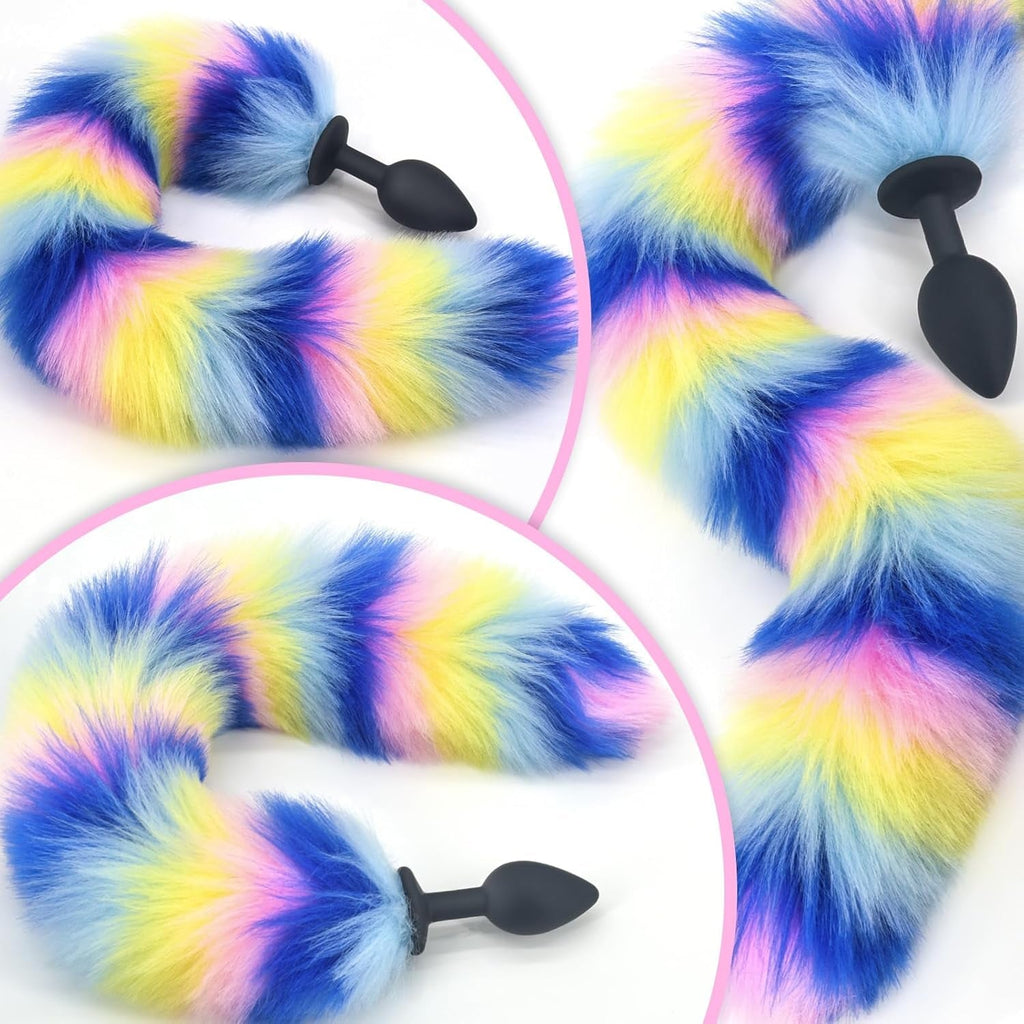 CandyFox Black Silicone Fox Tail Plug Colorful 15.7"