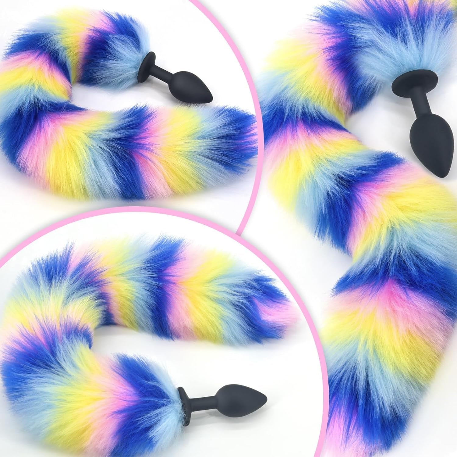 CandyFox Black Silicone Fox Tail Plug Colorful 15.7"