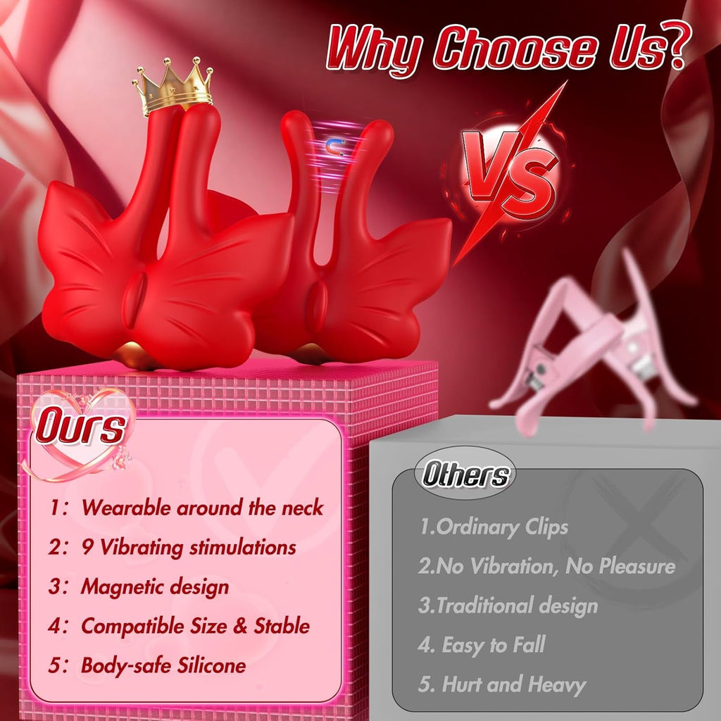 MagneticVibe Vibrating Butterfly Nipple Clamps 9 Modes