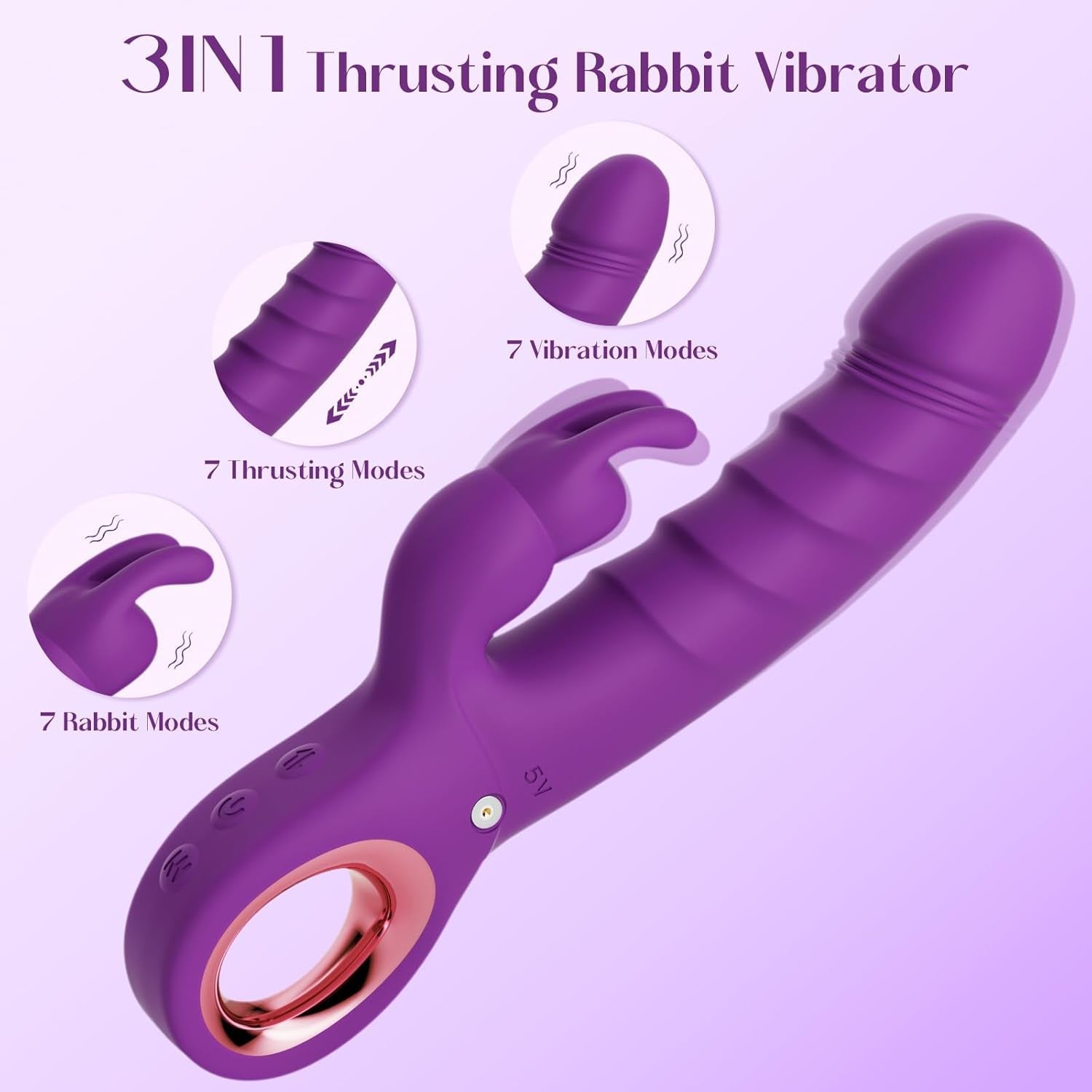 VelourRose Rose Thrusting Rabbit Vibrator 7 Modes Waterproof