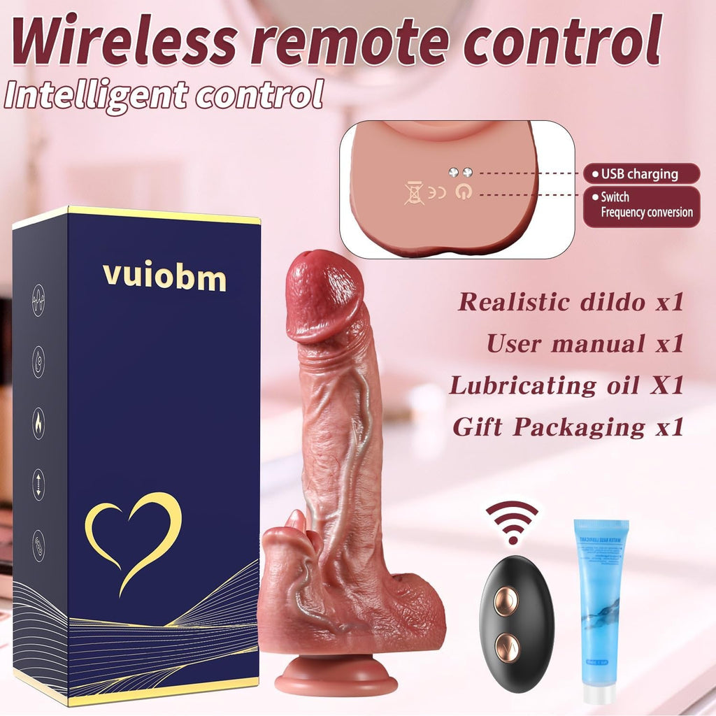 VirexaHeat Thrusting Licking Dildo Vibrator 5 Speeds G-Spot Toy