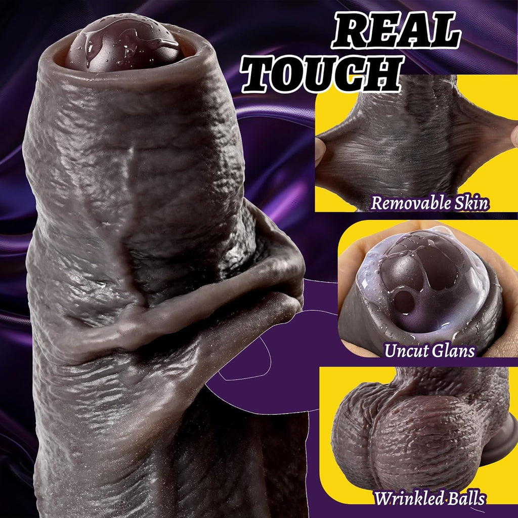 EbonyTitan 2.4” Thick Realistic Suction Foreskin Dildo