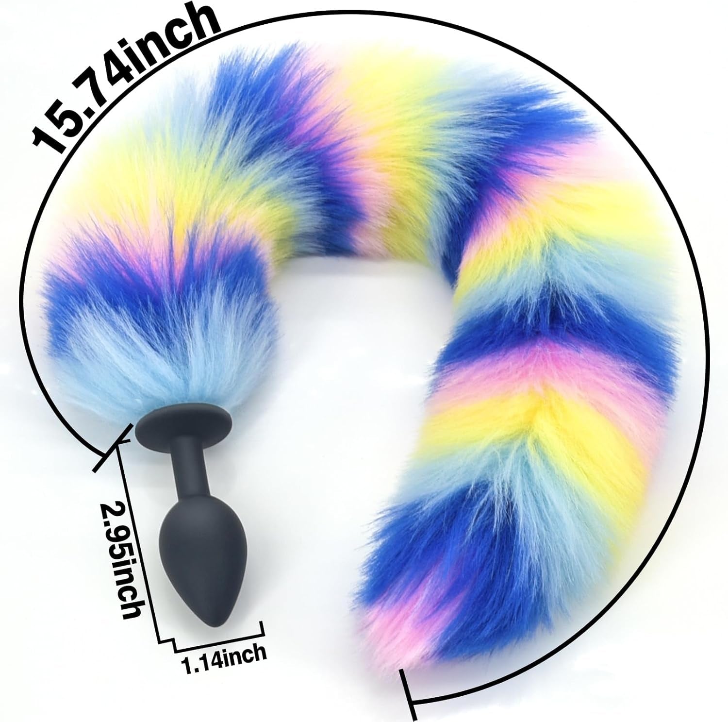 CandyFox Black Silicone Fox Tail Plug Colorful 15.7"