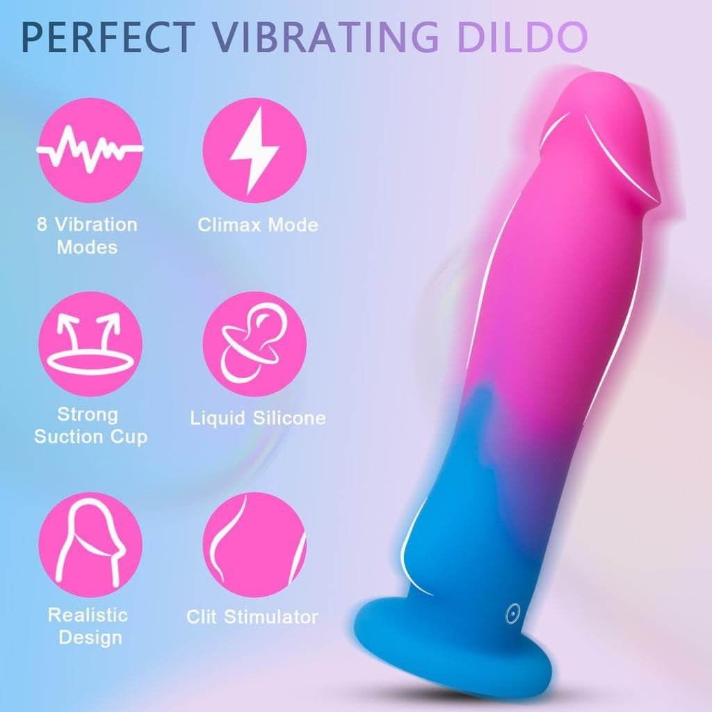 PulseCore8X 7.5” Vibrating Dildo 8 Modes Suction Cup Waterproof