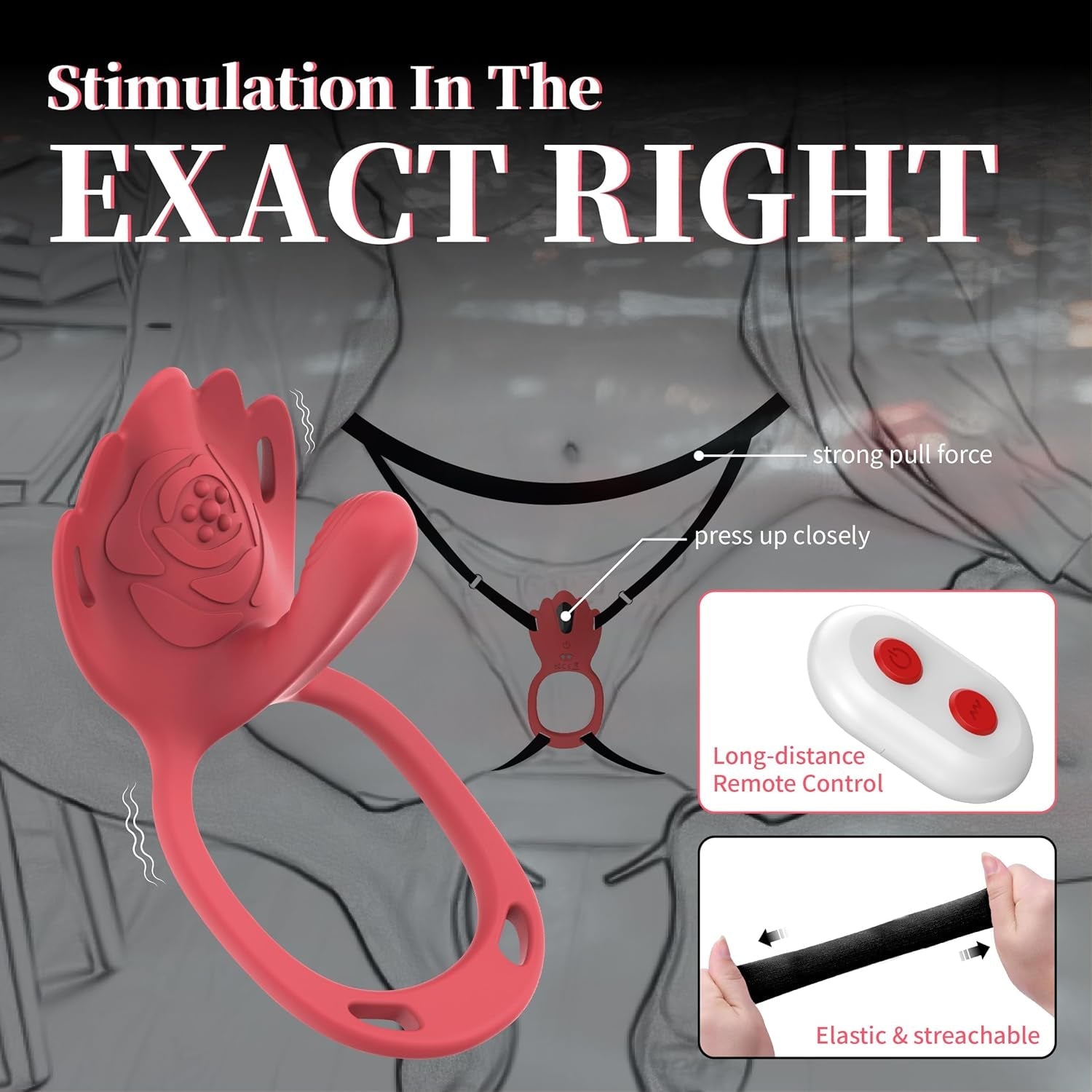 RougeFlex Wearable Cock Ring Clit Stimulator App 9 Modes