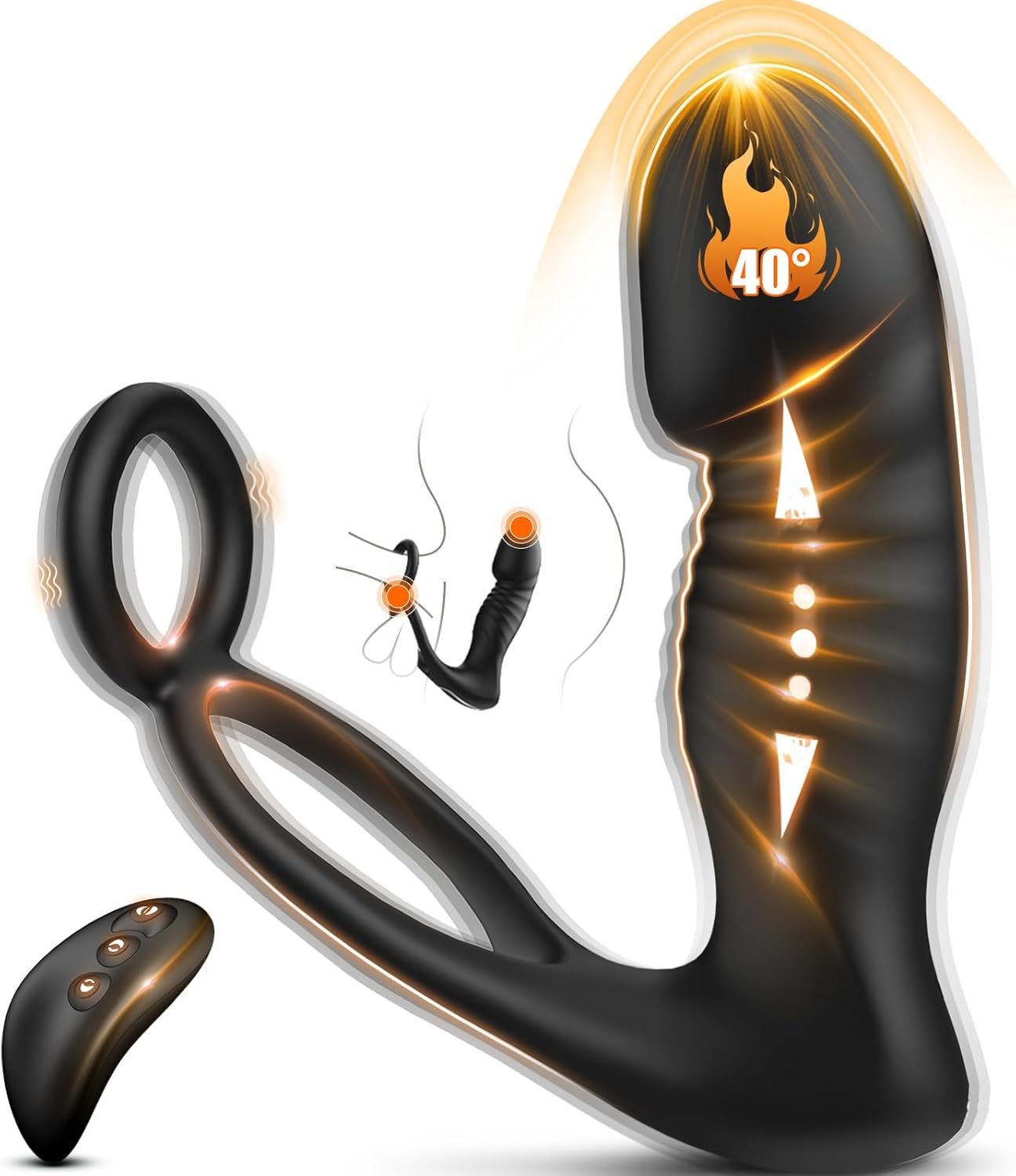 HeatCore Heating Prostate Massager Cock Ring 9 Modes Remote