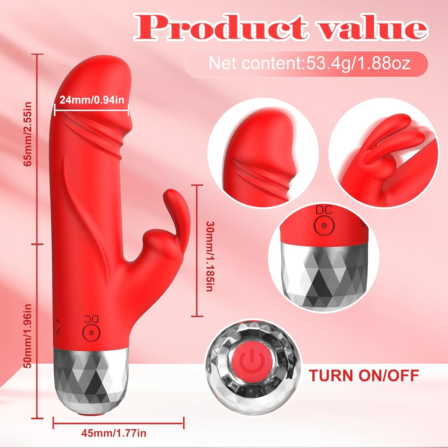 PocketPulseX Mini Rabbit Bullet Vibrator 12 Modes USB Compact