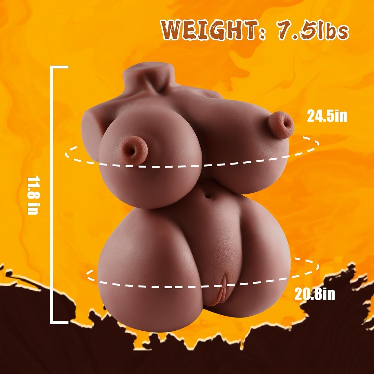 NyxaraX 7.5lb Brown 4-in-1 Sex Doll Torso TPE
