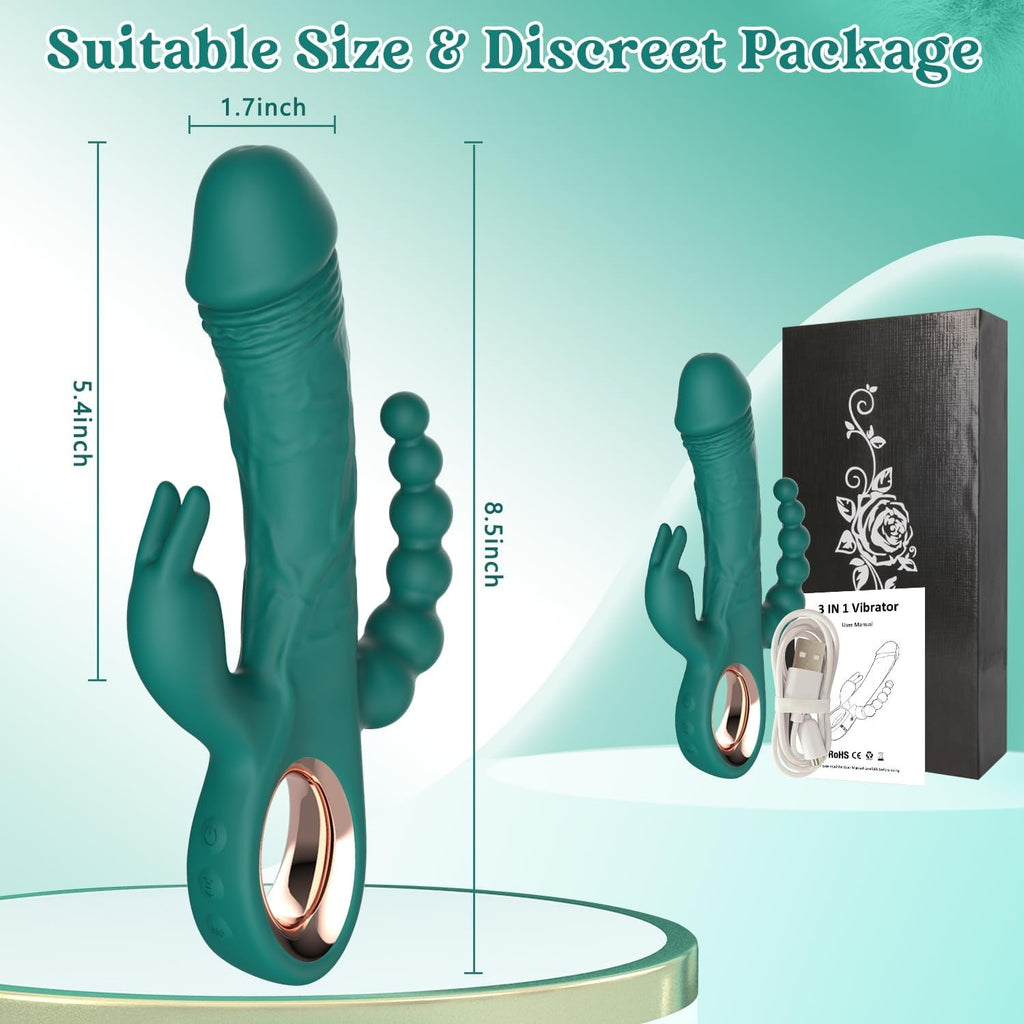 TriAxis Triple Motor Thrusting Rabbit Vibrator 10 Modes USB