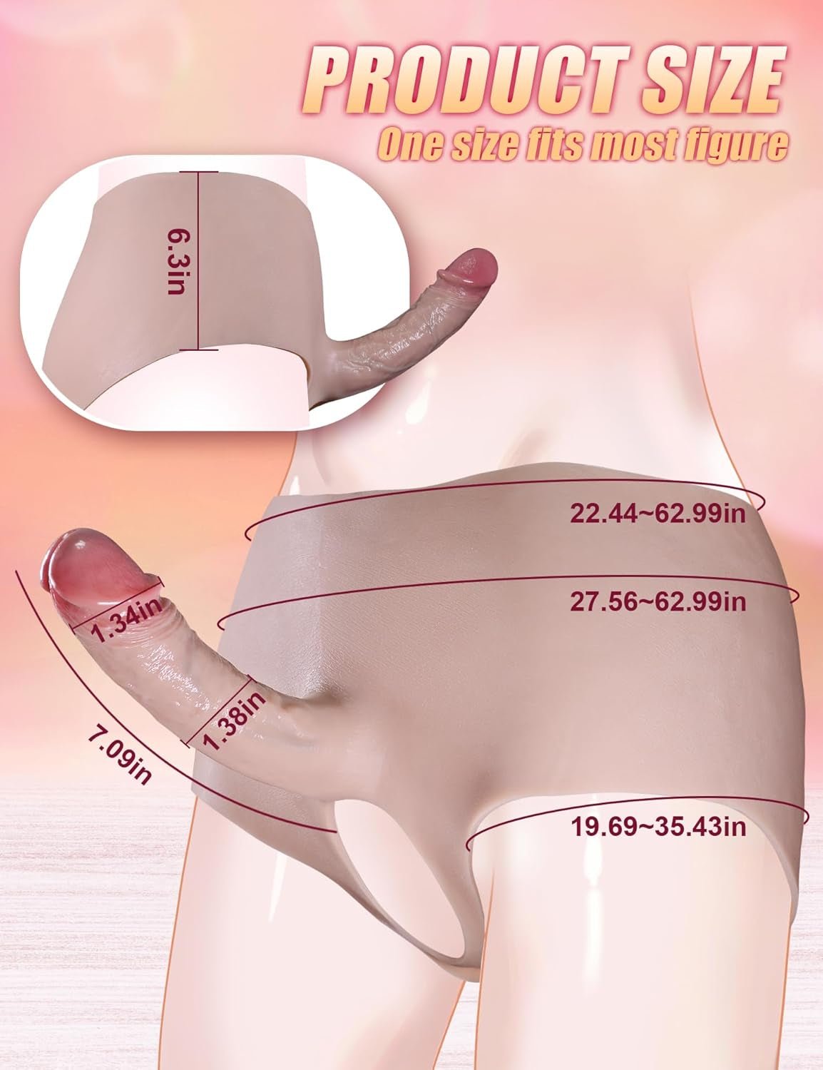SkinFit 7 Inch Strapless Dildo Panties Silicone