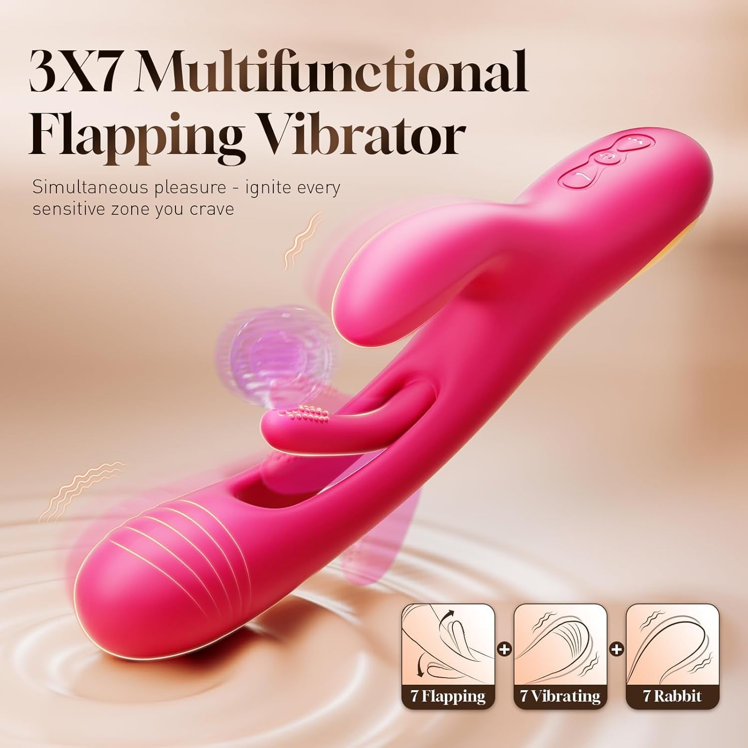 RosePulseX Rabbit Vibrator 14 Modes Flapping Tongue Waterproof