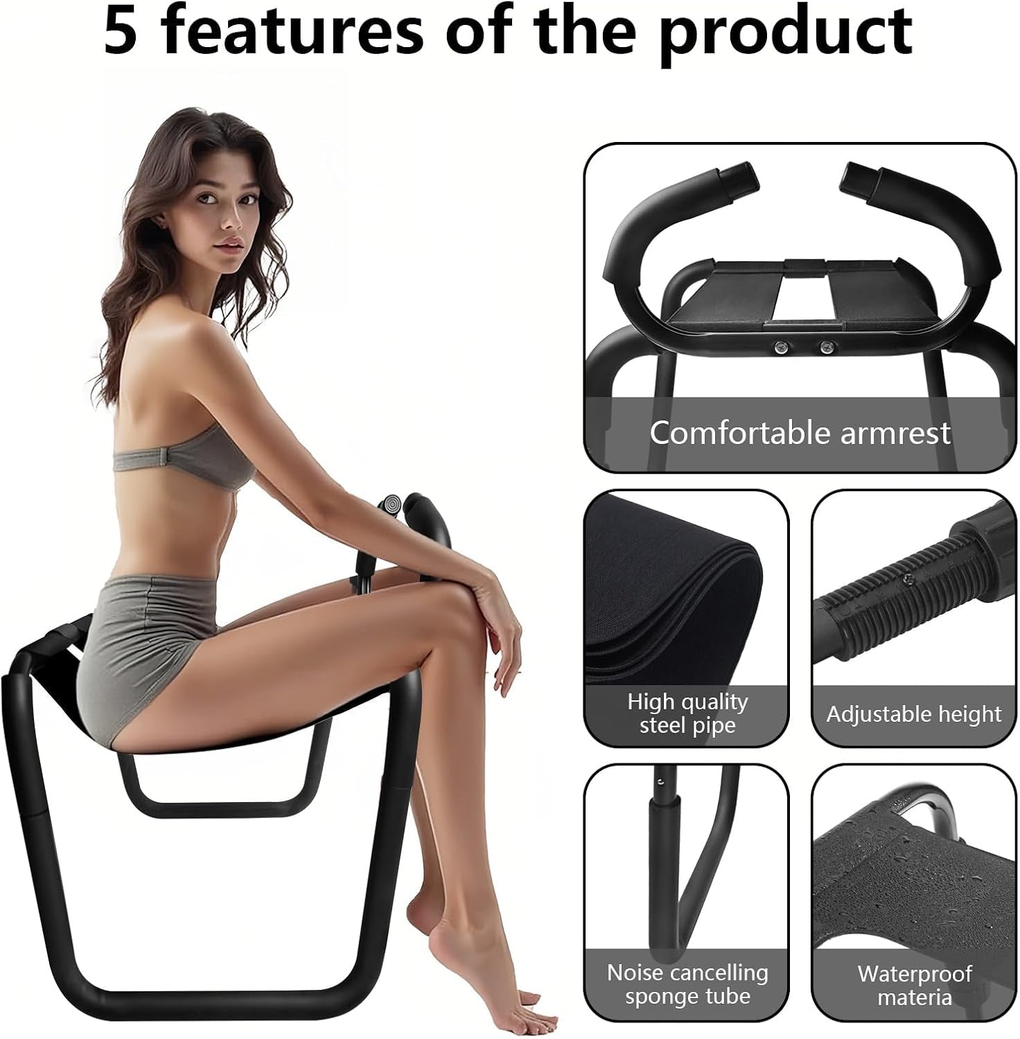 AxisControl Sex Chair with Armrests & Elastic Straps