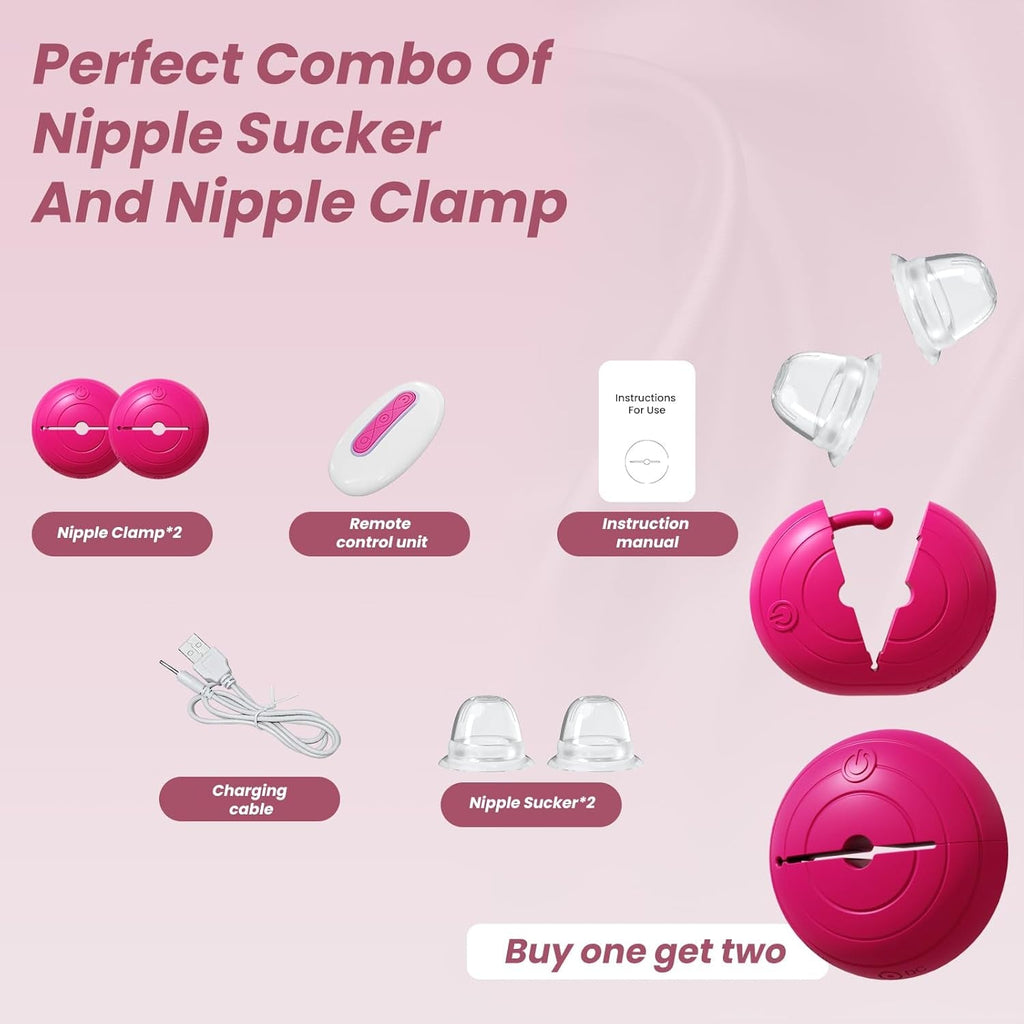 ContourFit Nipple Clamps + Sucker Set 10 Modes Remote
