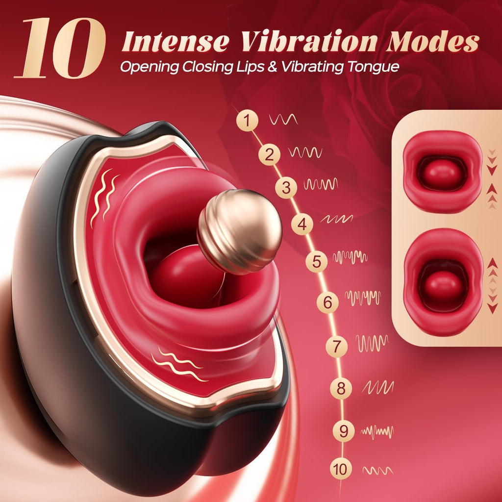 ElyraLuxe Rose Tongue Vibrator 3-in-1 10 Modes Clit Toy