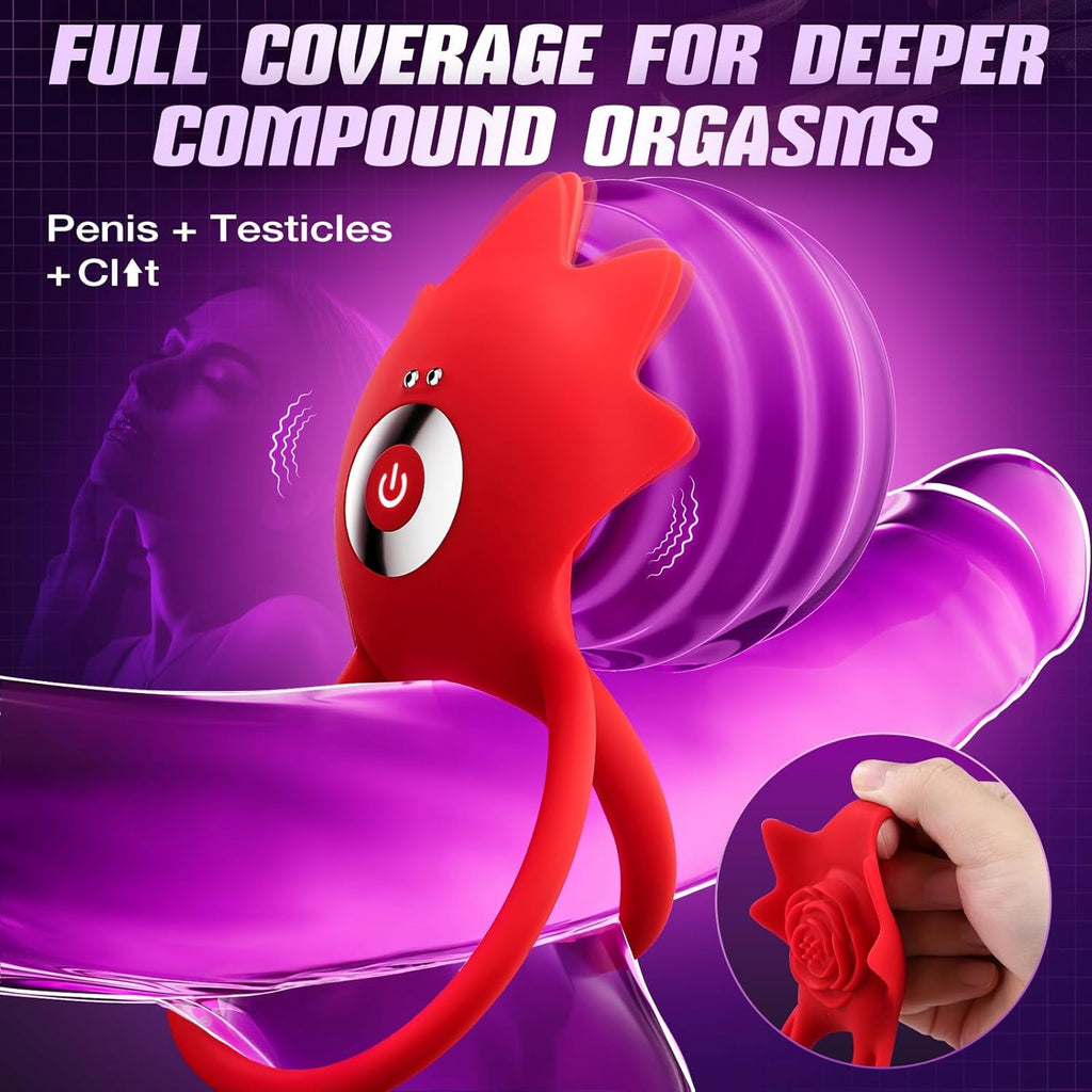 PetalSync Rose AI Cock Ring Clit Stimulator App Control 9 Modes
