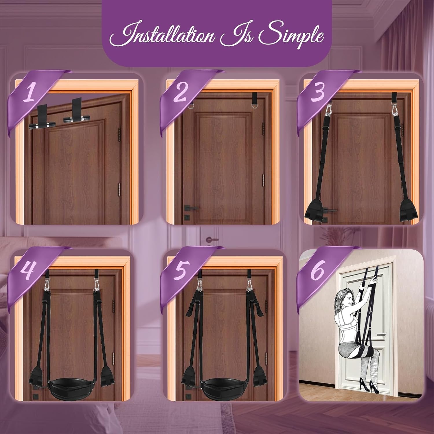 AetherLift Adjustable Door Sex Swing with Restraints