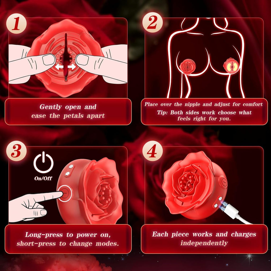 PetalSyncX App-Control Nipple Vibrator – 9 Modes, Soft Fit