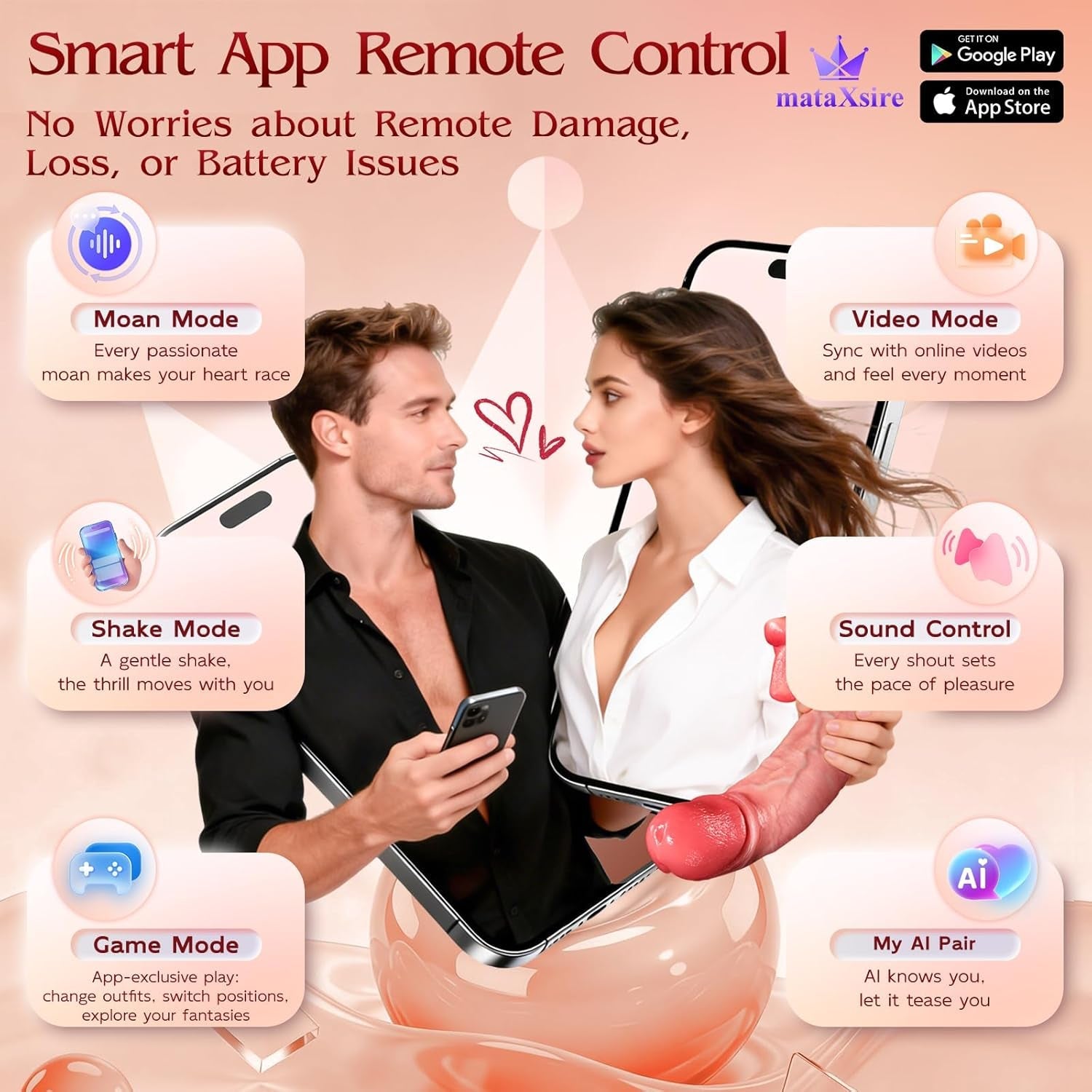 OralyaX AI Thrusting Dildo 10 Lick 10 Thrust Modes