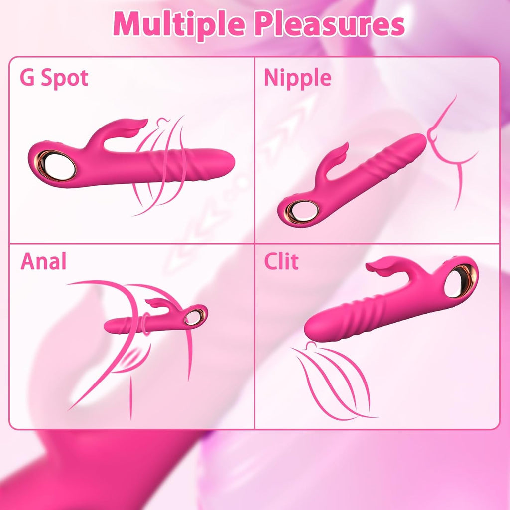 VortexPulse Thrusting Rabbit Vibrator 10 Thrust 10 Modes Silicone
