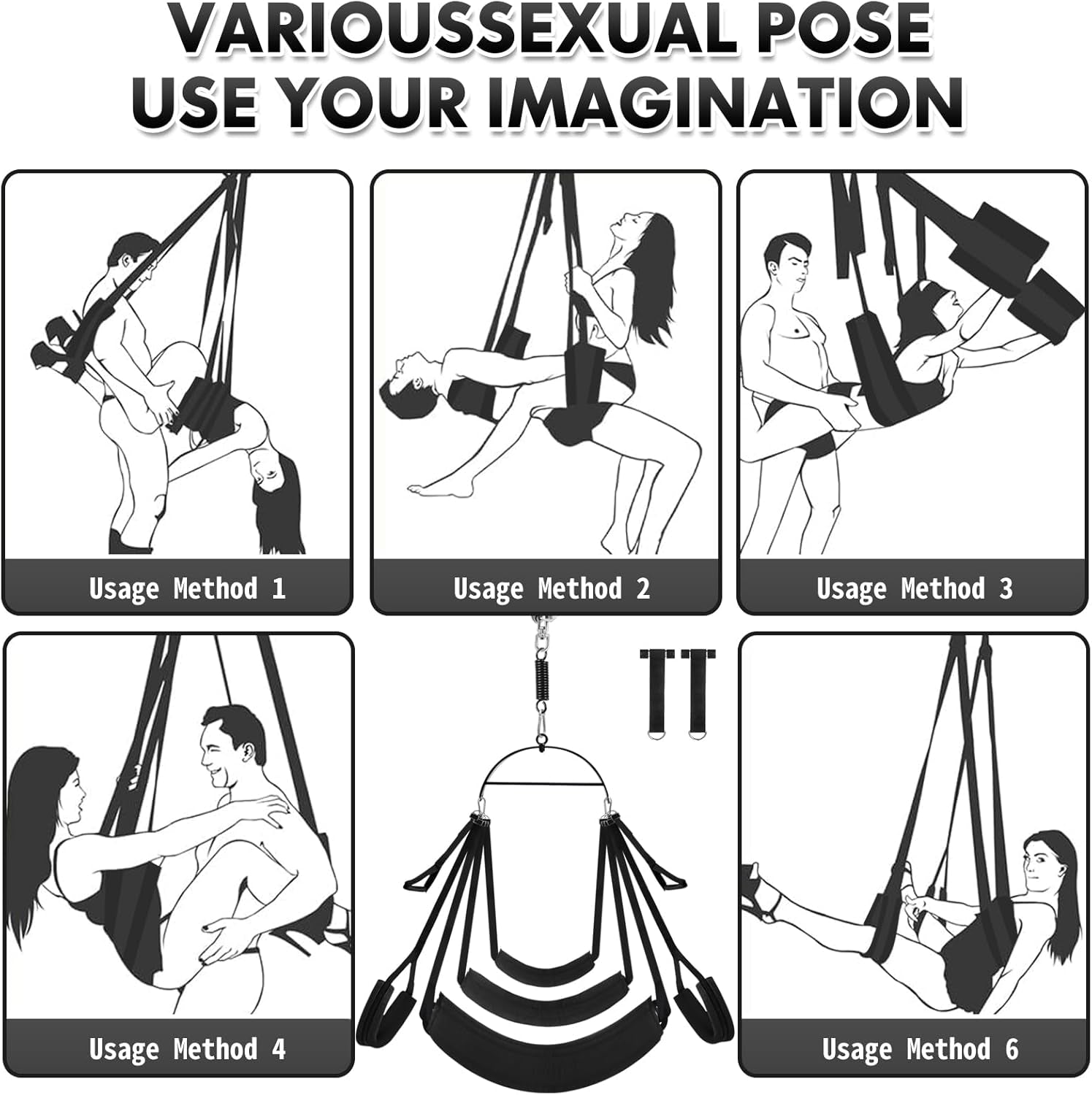 ShadowOrbit Black 360° Sex Swing Door & Ceiling
