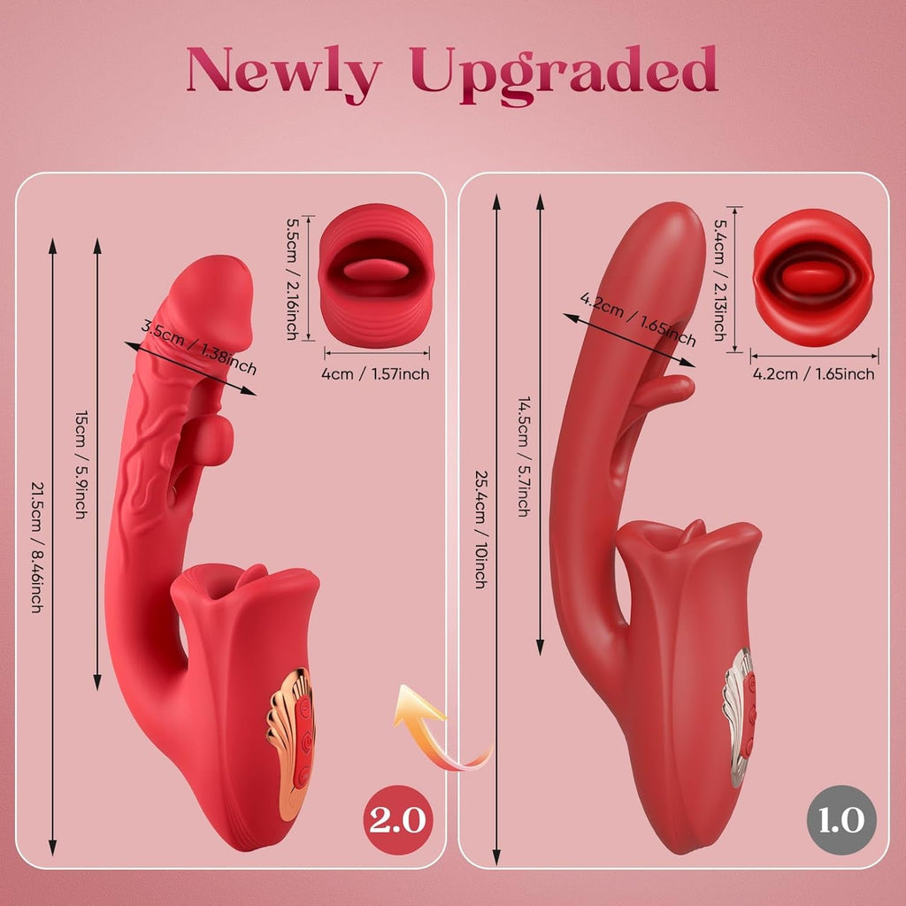 VelvetLick Rose Tongue Vibrator Flapping 10 Modes Waterproof