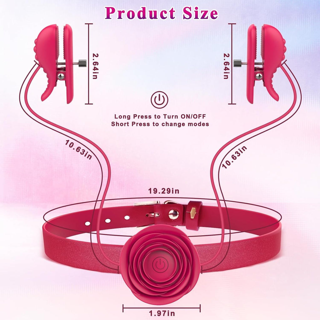 ScarletChain BDSM Nipple Clamp Choker Vibrator 10 Modes