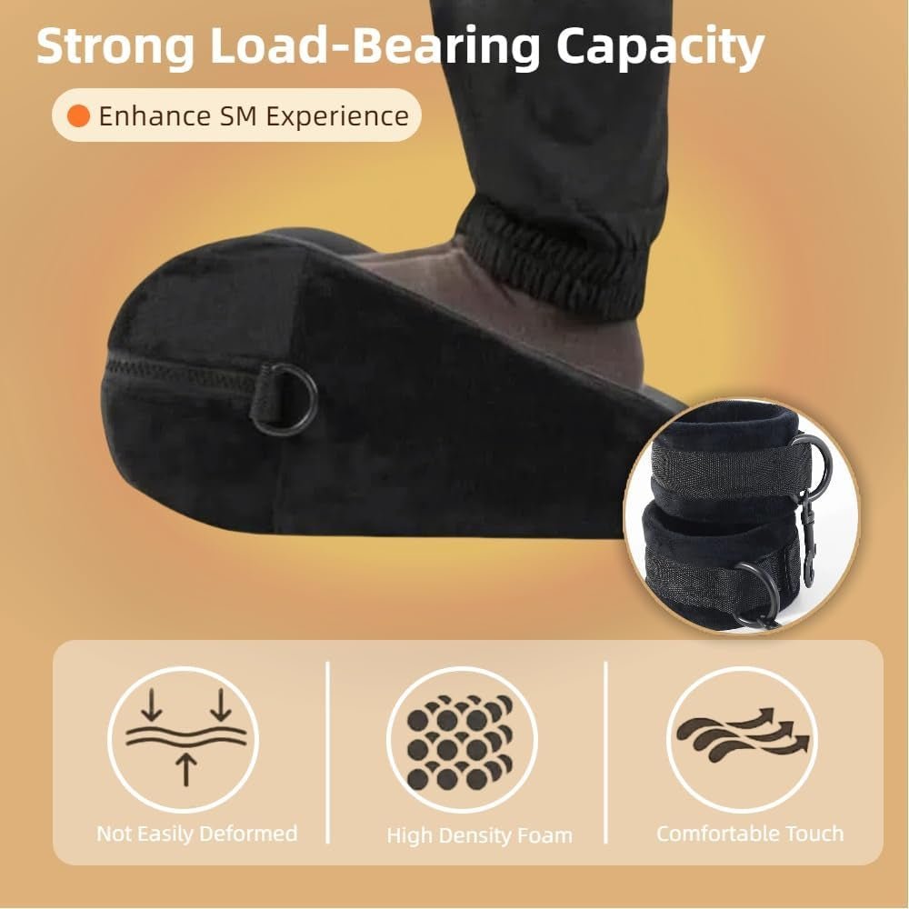 NoirBond Black Foam Positioning Wedge Pillow with Handcuffs