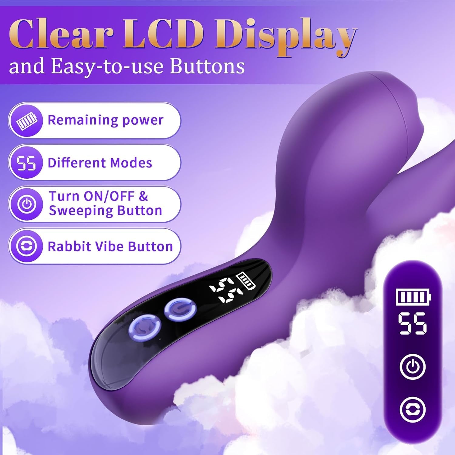 TrevixaSweep Tapping Rabbit Vibrator 3-in-1 G-Spot 10 Modes LCD