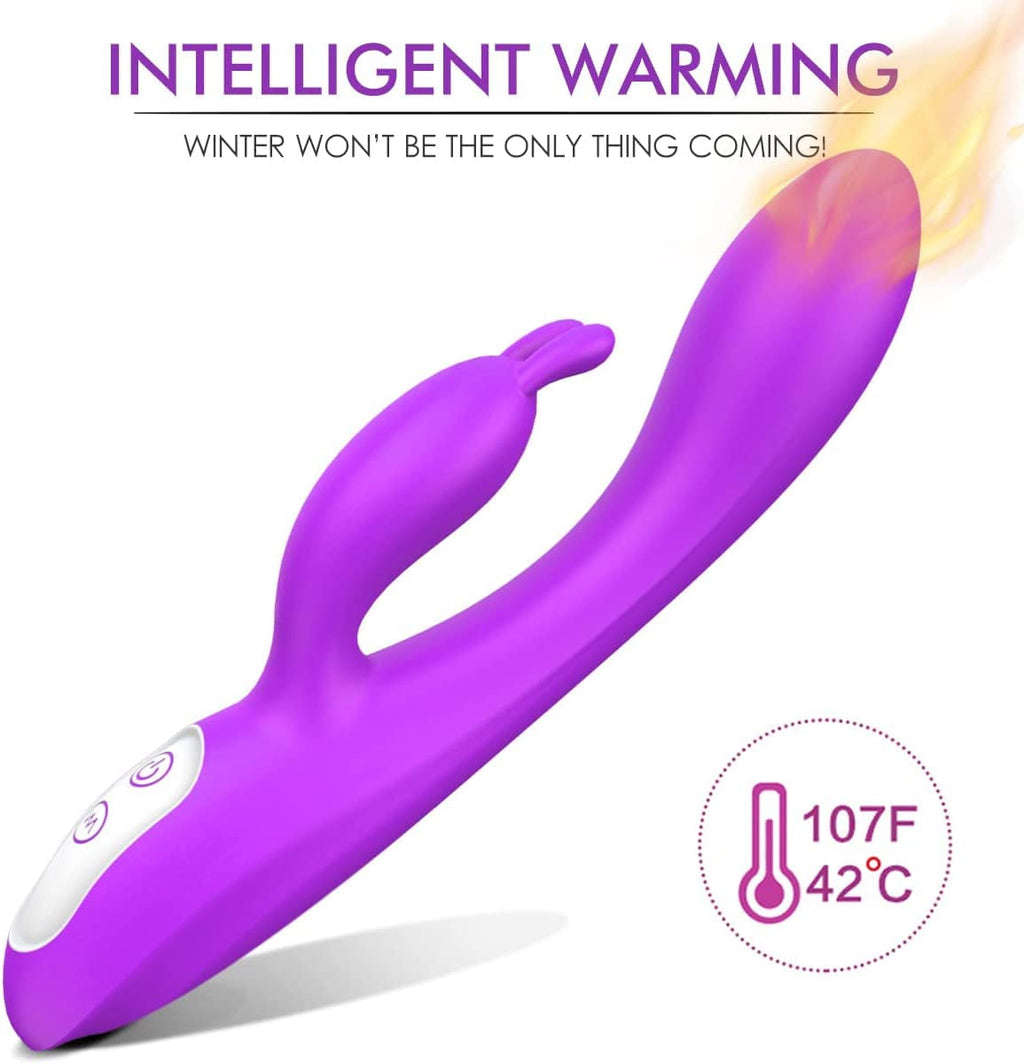 ThermaPulse Heating Rabbit Vibrator Waterproof 9 Modes Silicone