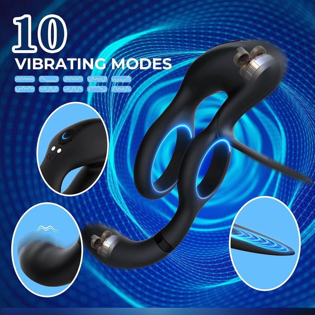CoreSyncX 3-in-1 Cock Ring Clit Stimulator 9 Modes Remote