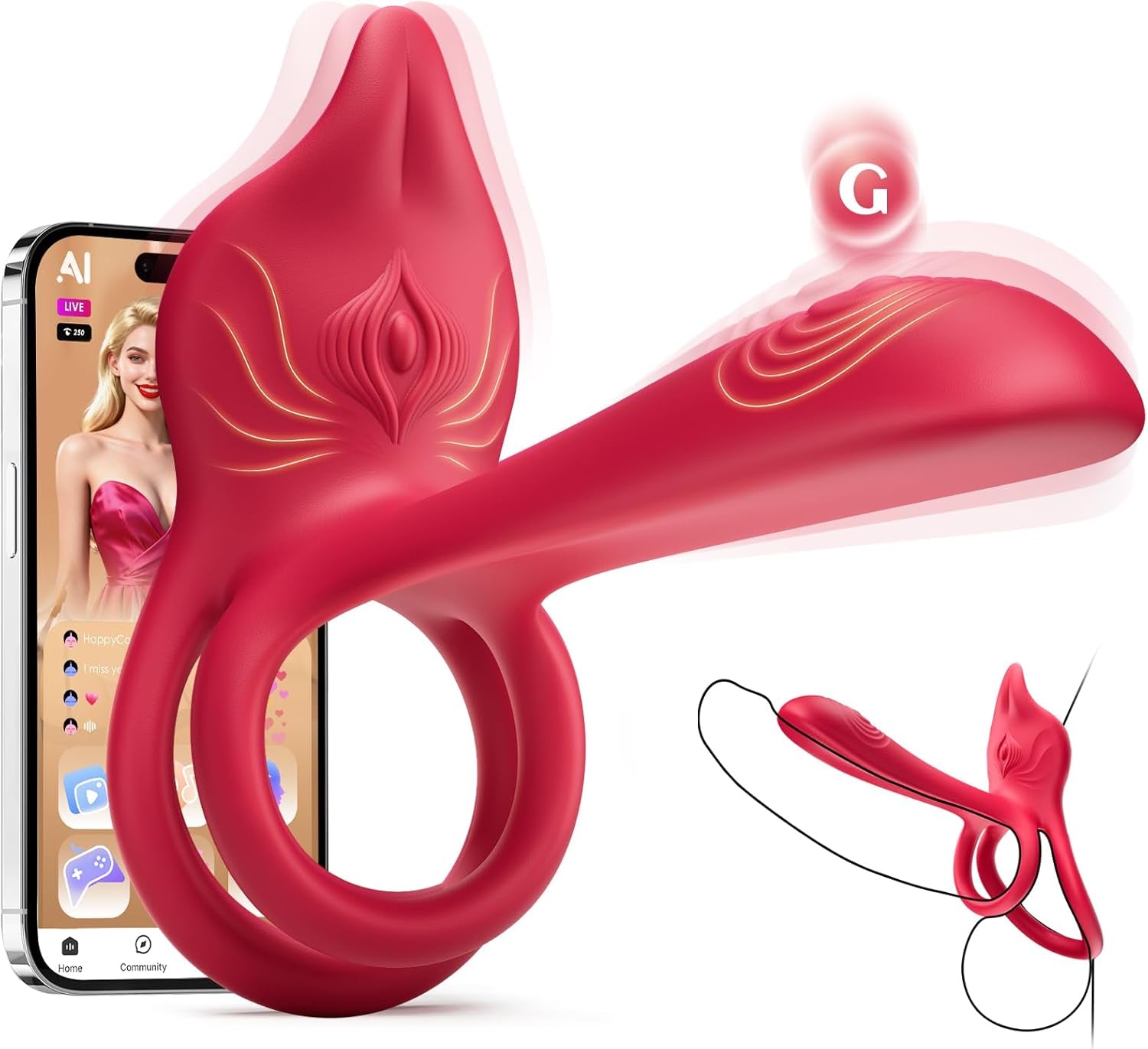 RoseSyncX Rose Vibrating Cock Ring G-Spot Clit Stimulator
