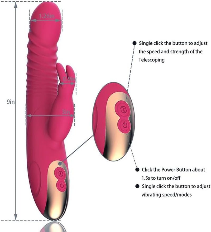 TitanWave 9” Rabbit Vibrator 15 Modes Thrusting Waterproof