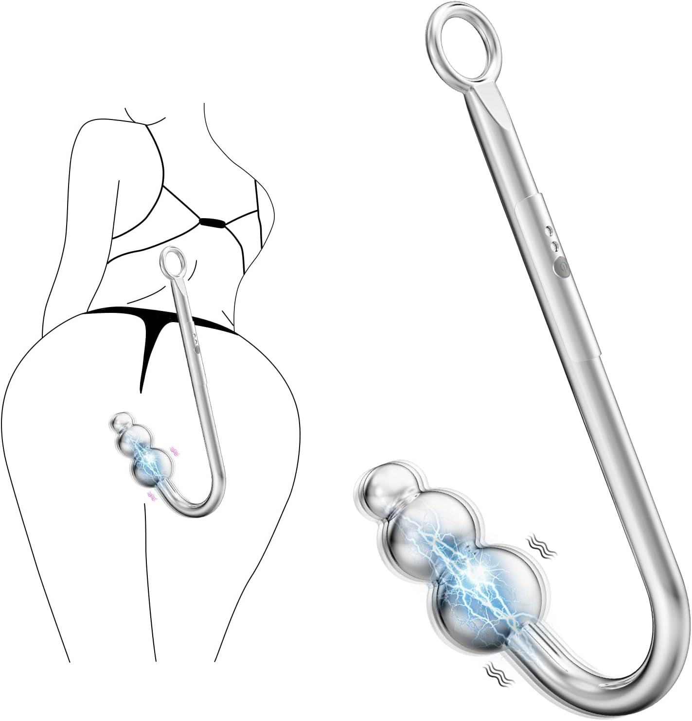 VibeSteel Vibrating Anal Hook Plug 3 Balls 9 Modes