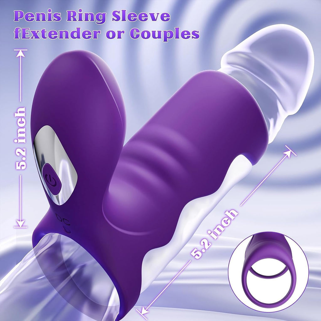VioletCoreX Purple Cock Ring Clit Vibrator 10 Modes Dual Ring