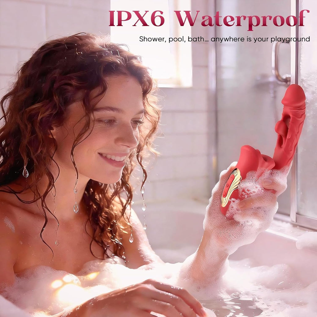 VelvetLick Rose Tongue Vibrator Flapping 10 Modes Waterproof