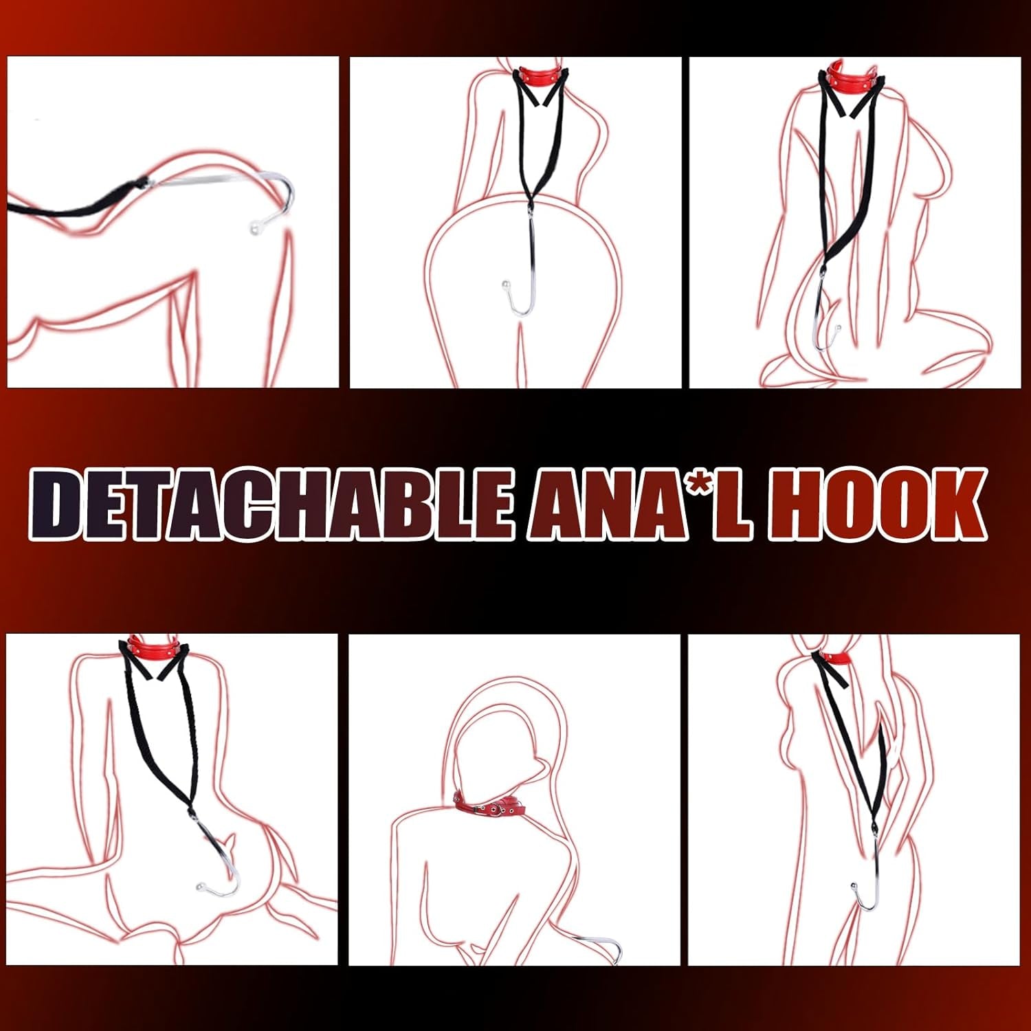 SteelLeash Anal Hook Collar Leash BDSM Kit