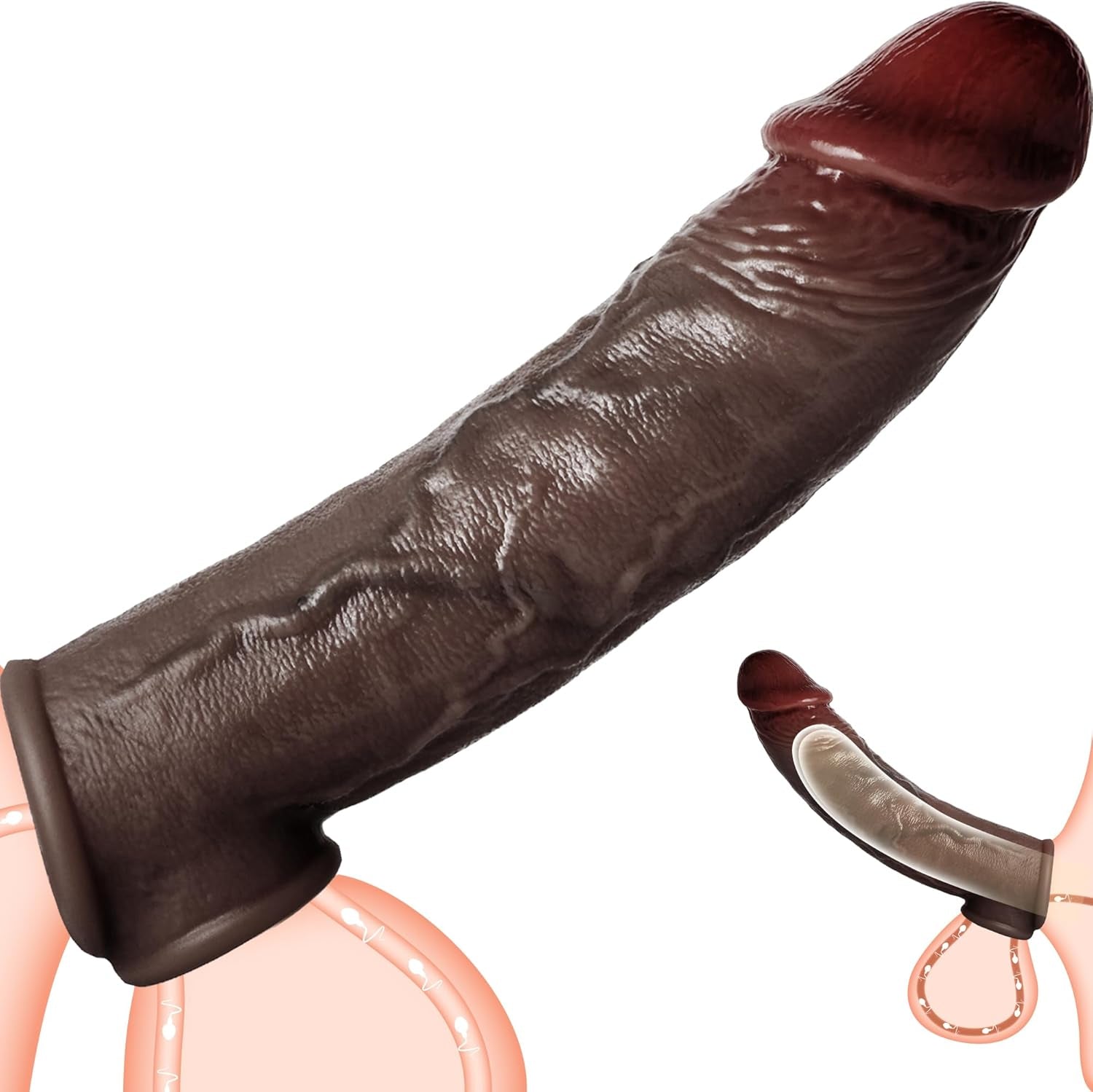RealSkin Realistic Penis Sleeve 8.3” Silicone Extender Ring
