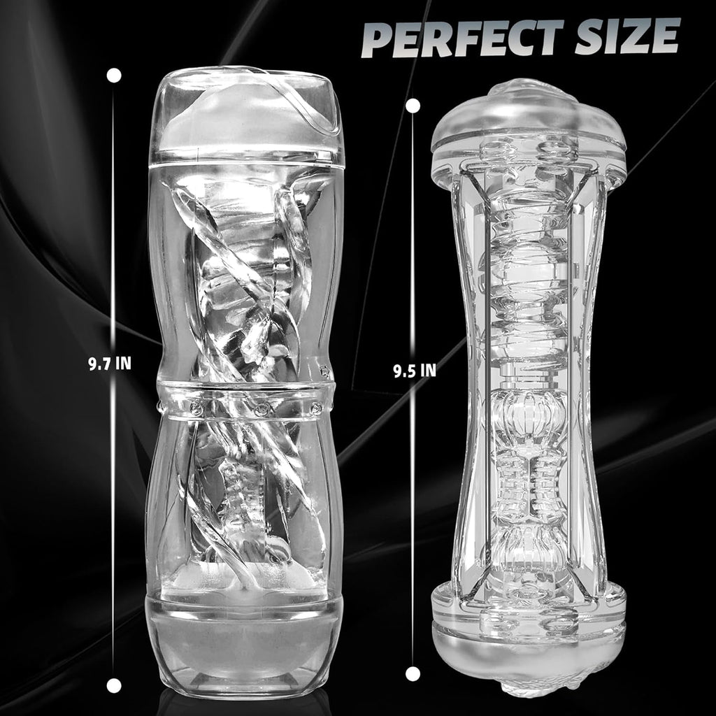 CrystalView Clear Dual Entry Pocket Pussy 9.5" Male Stroker