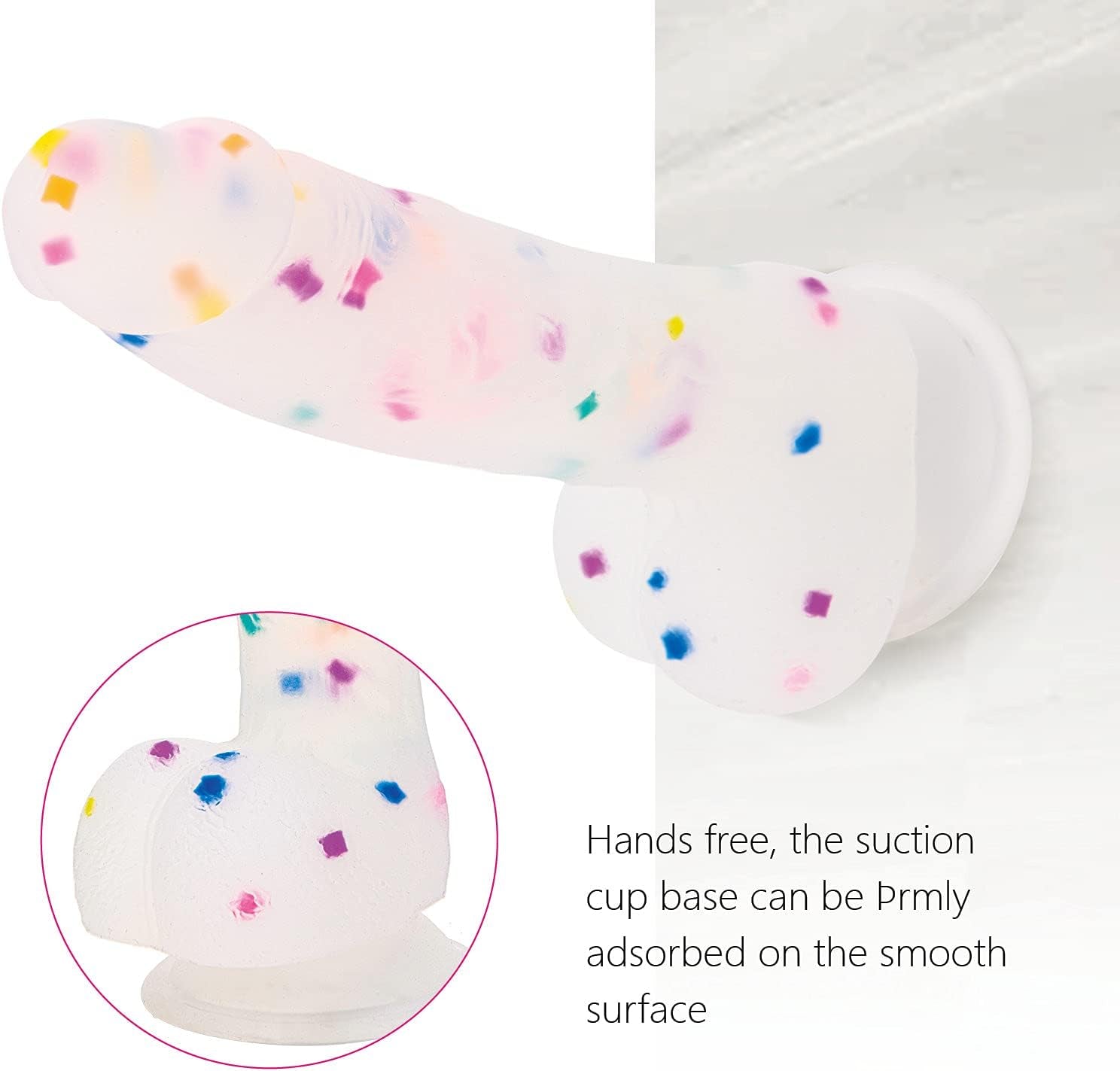 CrystalTone 7.6” Confetti Silicone Dildo Suction Cup Beginner