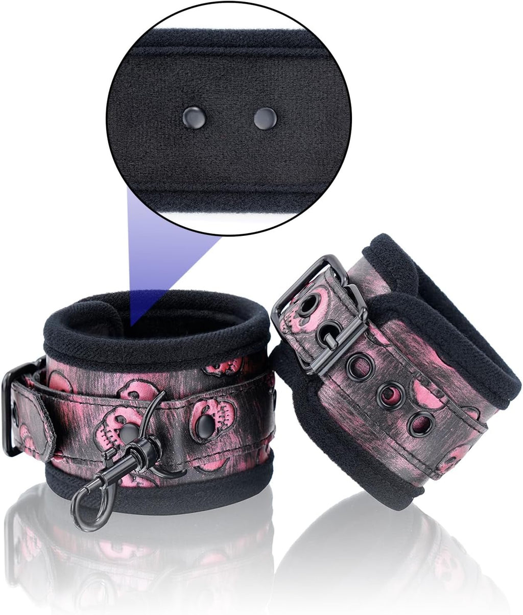SkullFury Pink Skull Spreader Bar with Furry Straps